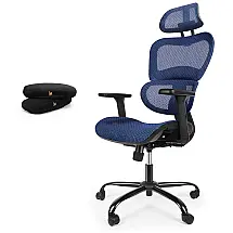 Cadeira de Escritório Ergonômica Giratória com Apoio de Braços e Suporte Lombar Ajustável, ROTTNEN, Azul
