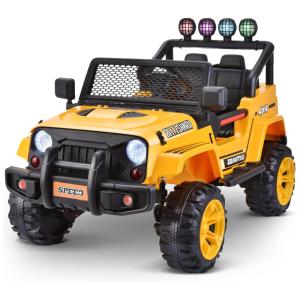 Blitzshark SRK T01 Carro, Carrinho Elétrico Infantil Off Road a Bateria 24V 2 Assentos com Controle Remoto e Suspensão, Amarelo