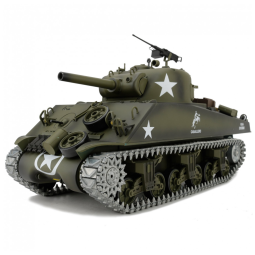 Tanque Militar M4A3 Sherman de Controle Remoto com Torre Giratória de 360 Graus e Frequência de 2.4GHz, Heng Long