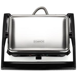 Sanduicheira Antiaderente 2 Fatias, Bandeja de Gotejamento Removível, Aço Inoxidável, 110v, DOMINION, Prateado