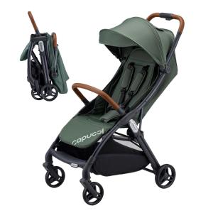 Carrinho de Bebê Ultracompacto Aprovado para Bagagem Suspenso com Reclinação Ajustável, Capucci, Verde Tomilho