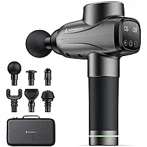 Massageador Pistola Elétrico Profissional Sem Fio TaoTronics, 6 Acessórios, 10 Velocidades, Ultra Silencioso