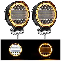 Farol de Milha LED Off Road 126W 2646 Lúmens 6000K Alumínio Fundido à Prova d'Água Cor Âmbar