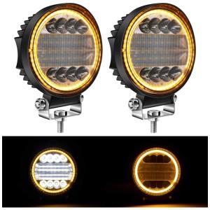 Farol de Milha LED Off Road 2646 Lúmens 6000K 126W Alumínio Fundido à Prova Dágua Âmbar