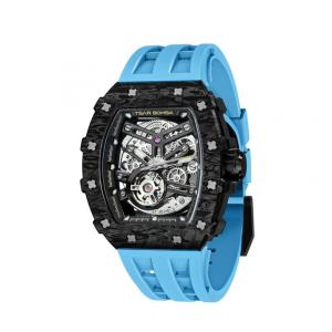 Relógio Masculino Automático Mecânico a Prova dÁgua 50M, TSAR BOMBA TB 8208, Azul Claro
