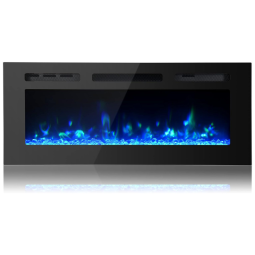 Lareira Elétrica de Embutir A54x101L com Controle Remoto e Luz de LED, 1500W, 110v, PAOLFOX Electric Fireplace, Preto