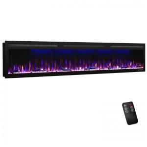 Lareira Elétrica de Embutir A45x223L com Controle Remoto e Digital, Luz LED, Chama Ajustável, 1500W, 110v, MYSTFLAME, Preto