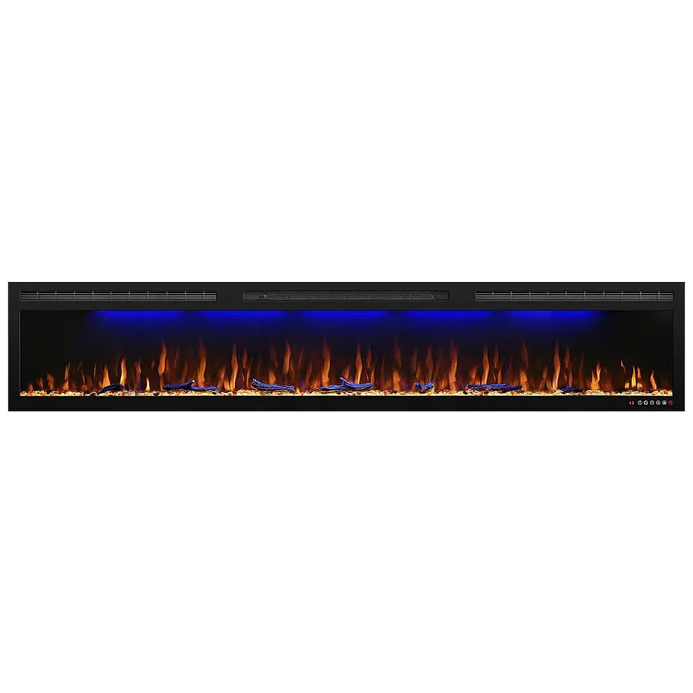 Lareira Elétrica de Embutir A45x223L com Controle Remoto e Digital, Luz LED, Chama Ajustável, 1500W, 110V, MYSTFLAME, Preta — foto 2