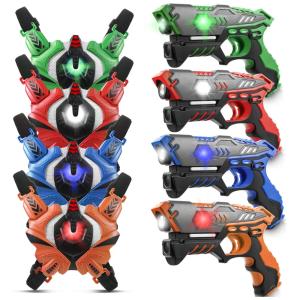 Conjunto de Pistola de Brinquedo com Laser Tag, 4 Pistolas e 4 Coletes Infravermelhos para Crianças e Adultos, Stlloys BB8823C