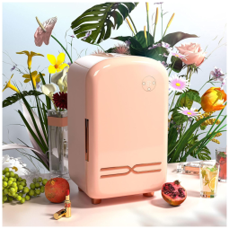 H HUKOER Mini Geladeira para Skincare 12 Litros Portatil, 110V, 12V, Rosa Pessêgo