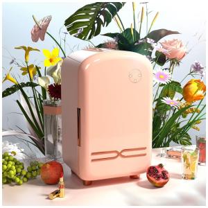 H HUKOER Mini Geladeira para Skincare 12 Litros Portatil, 110V, 12V, Rosa Pessêgo