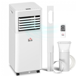 Ar Condicionado Portátil 10.000 BTU com Desumidificador, Ventilação e controle Remoto, HOMCOM, Branco
