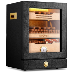 Umidor de Charutos 21 Litros: Controle Umidade e Temperatura, Gavetas Cedro Espanhol, Presente Ideal para Amantes de Charutos,MIUGUYO