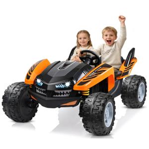 Carro Elétrico Infantil ANPABO Laranja 24V 2 Lugares 4 Motores 200W Off-Road UTV Pneus EVA Suspensão Controle Bluetooth 5.1km/h