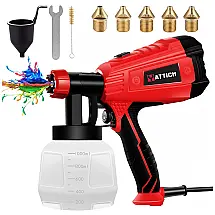 Pistola de Pintura Pulverizadora 1L com 5 Tamanhos de Pontas, YATTICH YT 191, Vermelho