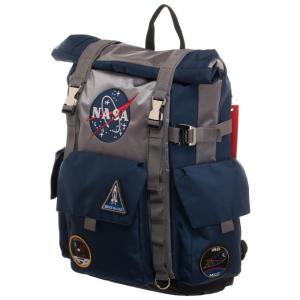 Mochila Escolar Infantil Bioworld NASA Roll Top para Crianças, Azul