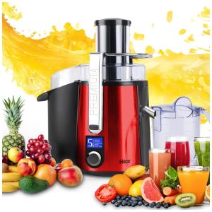 Centrífuga de Frutas com Tela LCD e 5 Velocidades, Aço Inox, 1100W, 110v, HILAX, Vermelho