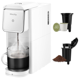 Máquina de Café Compatível com Cápsulas, Café moído ou Chá a Granel, 110V 1000W, Mecity, Branca