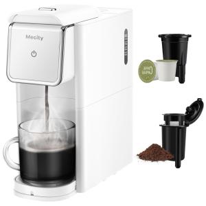 Máquina de Café Compatível com Cápsulas, Café moído ou Chá a Granel, 110V 1000W, Mecity, Branca