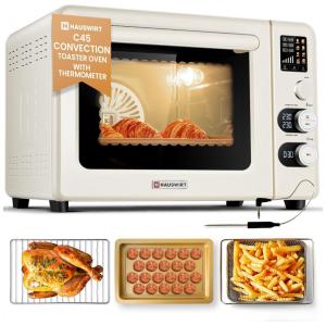 Forno Elétrico Antiaderente 10 em 1, Capacidade 34L, Cozimento e Fritura Integrados com Display LED, 110V 1800W, Hauswirt, Marfim