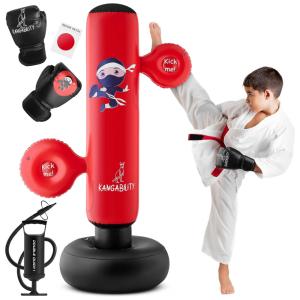 KANGABILITY Kit Completo de Bolsa de Boxe Inflável para Crianças com Luvas e Acessórios - 160 cm Altura