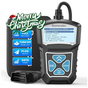Romandes Scanner Automotivo Profissional com Diagnóstico OBD2, 12V, ROMONDES RD100, Preto
