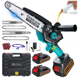 Motoserra Elétrica Portátil sem Fio com 2 Baterias Recarregáveis 21V, DocSmart, Azul