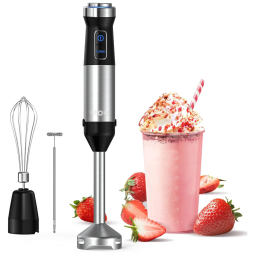 Mixer com 2 Velocidades e Acessórios, Aço Inoxidável, 500W, 110v, YIOU Immersion Blender, Prateado