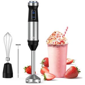 Mixer com 2 Velocidades e Acessórios, Aço Inoxidável, 500W, 110v, YIOU Immersion Blender, Prateado