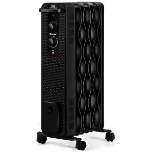 Aquecedor Elétrico a Óleo com Termostato Ajustável e 3 Níveis, 900 1500W, 110v, COSTWAY 24918US BK CYPE, Preto