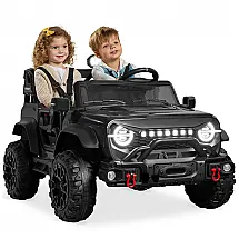 Carro Elétrico Infantil Best Choice Products 24V Preto, Caminhão 2 Lugares, com Controle Remoto, Bluetooth, Luzes LED e Capacidade para 60
