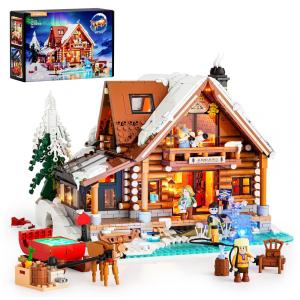 Cabana Aurora Natal Lumibricks Branco/Transparente com Projetor LED, 2425 Peças, Escala 1:12, Inverno Nórdico