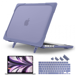 Capa Rígida Batianda MacBook Air 13,6" Cinza Lavanda – Modelos A2681, A3113, A3240 com Suporte Dobrável e Proteção Completa