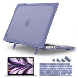Capa Rígida Batianda MacBook Air 13,6" Cinza Lavanda – Modelos A2681, A3113, A3240 com Suporte Dobrável e Proteção Completa