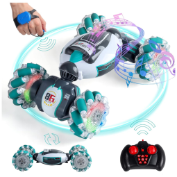 Carrinho de Controle Remoto e Sensor de Gestos com Música e Rotação 360 para Crianças de 6 a 11 Anos, Snowall, Branco