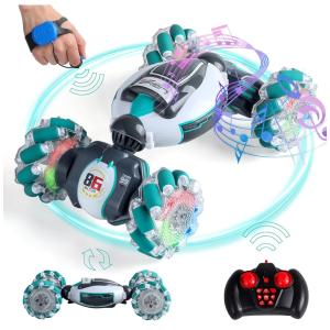 Carrinho de Controle Remoto e Sensor de Gestos com Música e Rotação 360 para Crianças de 6 a 11 Anos, Snowall, Branco