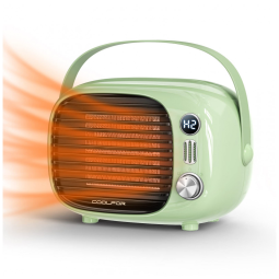 Aquecedor Elétrico Portátil de Cerâmica com Controle de Temperatura e Silencioso, 800W 110V, Coolfor, Verde