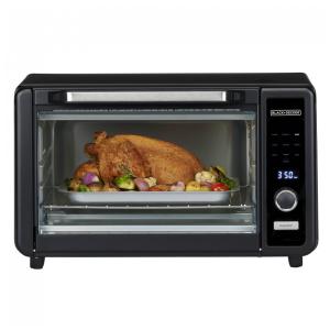 Forno Elétrico Torradeira com Rack Ajustável, Material de Alumínio, Display LED e Temporizador, 110V 750W, BLACK DECKER, Preto