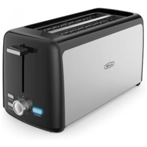 Torradeira Elétrica 4 Fatias com 7 Níveis de Tostagem, 110V 1400W, BELLA, Preta e Prata