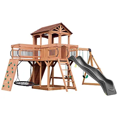 Playground Infantil de Madeira Cinza