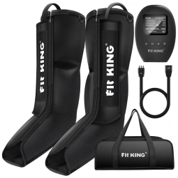 Massageador Elétrico de Compressão para Pernas e Pés 3 Modos e 3 Intensidades, Bivolt, FIT KING, Preto