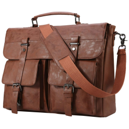 Bolsa, Pasta de Couro para Laptop Vintage, SEYFOCNIA, Marrom