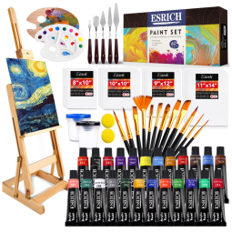 ESRICH Kit de Pintura Conjunto Artístico com 60 Peças, Inclui 24 Tintas