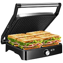 Sanduicheira Antiaderente 4 Fatias 1200W, Aço Inoxidável, 110v, OSTBA, Prateado
