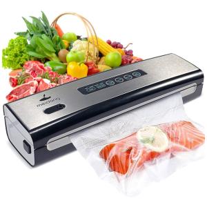 Máquina Seladora a Vácuo Automática para Alimentos com Luz LED, 110v, MEIDONG Vacuum Sealer Machine, Cinza