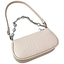 Bolsa Feminina de Ombro Retro, Couro Sintético, AOUTLE, Creme