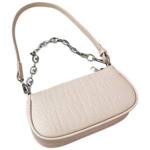 Bolsa Feminina de Ombro Retro, Couro Sintético, AOUTLE, Creme