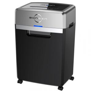 Triturador de Papel Pesada BONSEN, Corte Cruzado de 24 Folhas, Tempo de Funcionamento Contínuo de 40 Minutos, Fragmentadora de Grau
