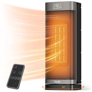 Aquecedor Elétrico com Termostato, 4 Modos e Temporizador 12H, 1500W 110V, ToLife, Preto e Cinza