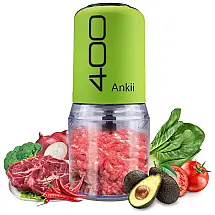 Processador de Alimentos em Aço Inoxidável 2 xícaras com Acessórios, 110V 400W, ANKII, Verde